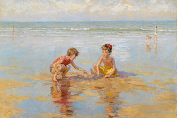 Deux garçons sur le sable